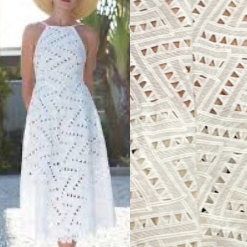 Line & Dot White Halter Sundress Resort Wear